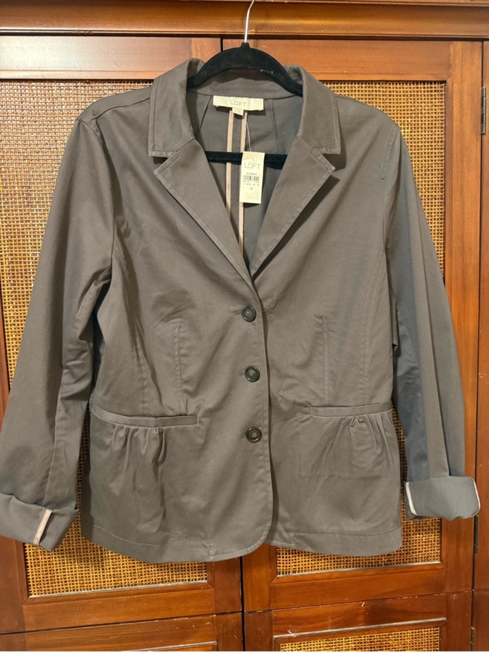 LOFT Women's Slate Brownish Gray Three-Button Tailored Blazer